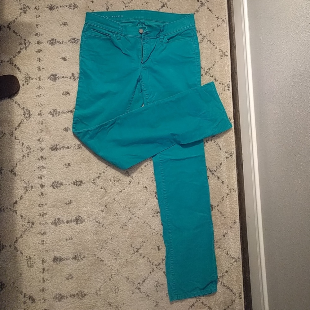 Turquoise courderoy straight leg pants. Size 6.